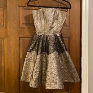 Anthropologie SB gold and black shimmer strapless cocktail dress 6 worn once